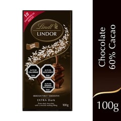 LINDT - Chocolate en Barra Extra Dark 60% Cacao Lindor 100 g