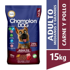 CHAMPION DOG - Alimento para Perro Adulto Sabor Carne y Pollo 15 Kg