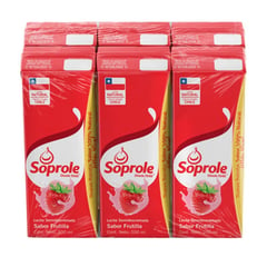 SOPROLE - Pack Leche Semi Descremada Sabor Frutilla 6 x 200 ml