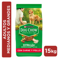 DOG CHOW - Alimento Seco para Perro Adulto Sabor Carne y Pollo 15 Kg