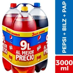 PEPSI - Pack Bebidas + Bilz + Pap 3 x 3 L