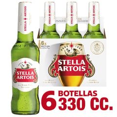 STELLA ARTOIS - Pack Cerveza Rubia 4.8° Botella 6 x 330 cc