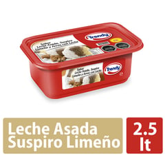 TRENDY - Helado de Leche Sabor Leche Asada, Suspiro Limeño y Arroz con Leche Cassata 2.5 L