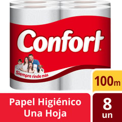 CONFORT - Papel Higiénico Una Hoja 8 x 100 mts