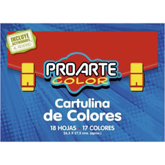 PROARTE - Cartulina Pintada 18 Hojas 17 Colores Surtido