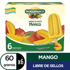 GUALLARAUCO - Helado Multipack Barra de Fruta Sabor Mango 6 x 60 ml