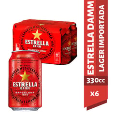 ESTRELLA DAMM - Pack Cerveza 6x330cc Lata