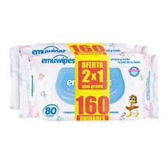 EMUWIPES - Pack Toallitas Húmedas para Bebés 2 x 80 Un