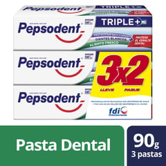 PEPSODENT - Pack Pasta de Dientes Triple 3 x 90 g