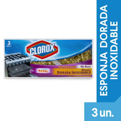 CLOROX - Esponja Virutilla Dorada Lavaloza y Ollas Inoxidable