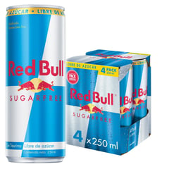 RED BULL - Pack Bebidas Energéticas Sugar Free 4 x 250 mL