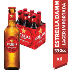 ESTRELLA DAMM - CERVEZA BOTELLA 330CC SIX PACK