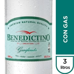 BENEDICTINO - Agua Purificada Con Gas 3 L