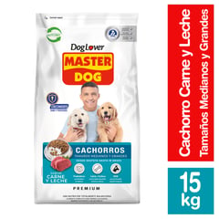 MASTER DOG - Alimento Seco para Perro Cachorro Sabor Carne y Leche 15 Kg