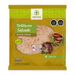 TOTTUS - Tortillas Salvado Burritos y Wraps 6 Un 360 g