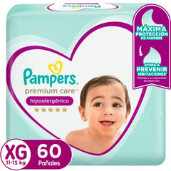 PAMPERS - Pañales Desechables Premium Care XG 60 Un