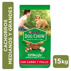 DOG CHOW - Alimento para Perro Cachorro Sabor Carne y Pollo 15 Kg