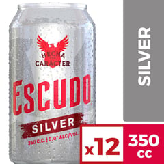 ESCUDO - Pack Cerveza Silver 5° Lata 12 x 350 cc