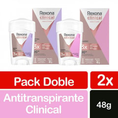 REXONA - Pack Desodorante en Barra Femenino Clinical 2 x 48g