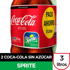 SPRITE - Pack Coca Cola Sin Azúcar + 3 x 3 L