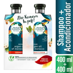 HERBAL ESSENCES - Kit Cuidado del Cabello Shampoo + Acondicionador Bio:Renew Argan Oil Of Morocco