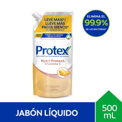 PROTEX - Jabón Líquido para Manos Nutriprotect Vitamina E 500 ml