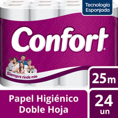 CONFORT - Papel Higiénico Doble Hoja 24 x 25 mts