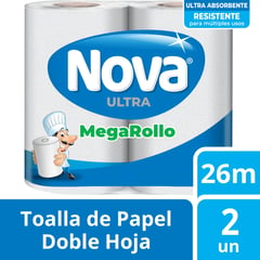 NOVA - Toalla de Papel Doble Hoja 2 x 30 mts