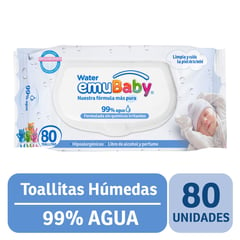 EMUBABY - Toallitas Húmedas Emu Baby Water 99% Agua 80 Unidades