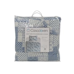 CASA JOVEN - Quilt Maria Patchwork Azul 1,5 Plaza