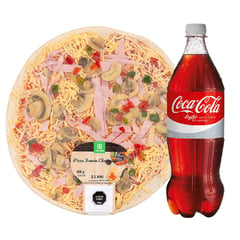 TOTTUS - Combo Pizza Jamón Champiñón  + Coca Cola Light 1.5 Lt