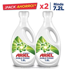 ARIEL - Pack Detergente Líquido ConcentradoDoble Poder 2x1.8L