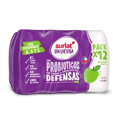 SURLAT - Pack Probioticos Sin Lactosa Sabor Manzana 12 x 80 ml