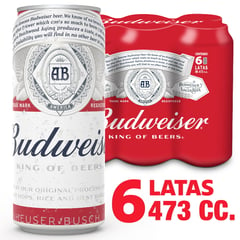 BUDWEISER - Pack Cerveza Rubia Lata 5° 6 x 473 cc