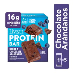 LIVEAN - Barra de Proteína Chocolate Arándanos 5 x 45 g