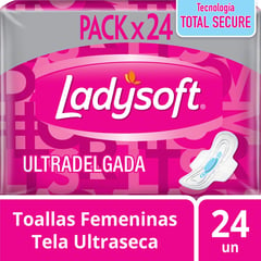 LADYSOFT - Toallas Higiénicas Ultradelgada Tela Malla con Alas 24 Un