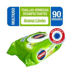 VIRUTEX - Toallas Húmedas Desinfectantes Aroma Limón 90 Un