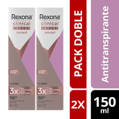 REXONA - Pack Antitranspirante Clinical Aerosol Mujer 2 x 150 ml