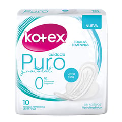 KOTEX - Toallas Femeninas Cuidado Puro y Natural 10 Un