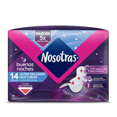 NOSOTRAS - Toallas Femeninas Nocturnas Ultradelgadas Extra Suaves 14 Un