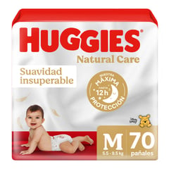 HUGGIES - Pañales Desechables Natural Care Talla M 70 Un