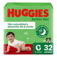 HUGGIES - Pañales Desechables Active Sec G 1 x 32 Un