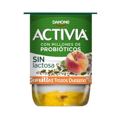 ACTIVIA - Yoghurt con Probióticos Semillas y Trozos de Durazno Sin Lactosa 140 g