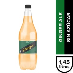 SCHWEPPES - Bebida Ginger Sin Azúcar 1.45 lt