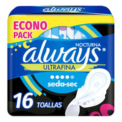 ALWAYS - Toalla Higiénica Nocturna Ultra Fina Con Gel Flexi Alas