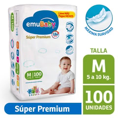 EMUBABY - Pañales Bebé Súper Premium M 100 Un