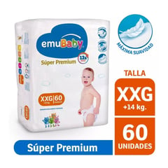 EMUBABY - Pañales Super Premium XXG 60 Un