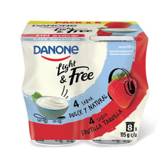 DANONE - Pack Yoghurt Dulce Natural y Frutilla Taquilla Light & Free 8 x 115 g