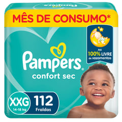 PAMPERS - Pañales Desechables Confort Sec XXG 112 Un