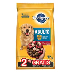 PEDIGREE - Alimento Seco para Perros Carne, Pollo y Cereales 17 Kg